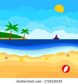 sunny day at the beach illustration vector design