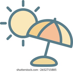 Sunny Day with Beach Parasol Illustration