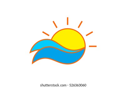 sunny day beach wave icon