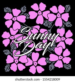 sunny day, beautiful greeting card background or banner with pink flower theme. design illustration