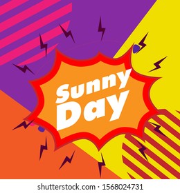 sunny day, beautiful greeting card background or template banner with comic theme. vector design illustration