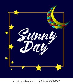 sunny day, beautiful greeting card background or template banner with night theme. vector design illustration