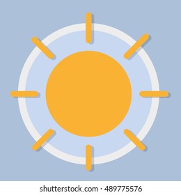 Sunny day, circular weather forecast icon in flat design style. Vector graphic element.