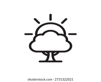 Día soleado con la nube y el icono del árbol