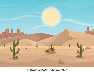 Sunny day in the desert with dunes.