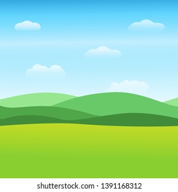 Sunny Day, with Green mountain Illustration