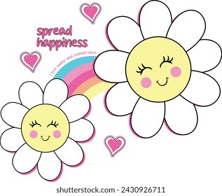 sunny day happy flowers rainbow