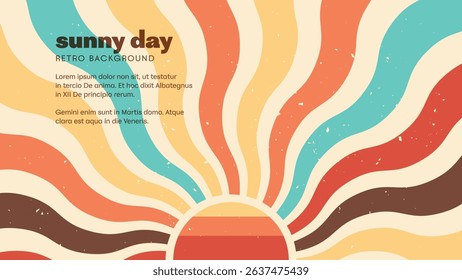 Sunny day, hot sun. Retro style background