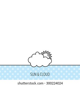 Sunny day icon. Summer sign. Overcast weather symbol. Circles seamless pattern. Background with icon. Vector