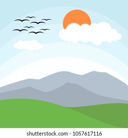 Sunny day landscape illustration