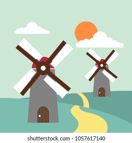 Sunny day landscape illustration