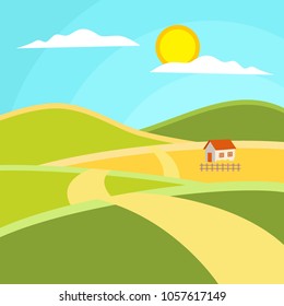 Sunny day landscape illustration