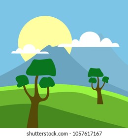 Sunny day landscape illustration