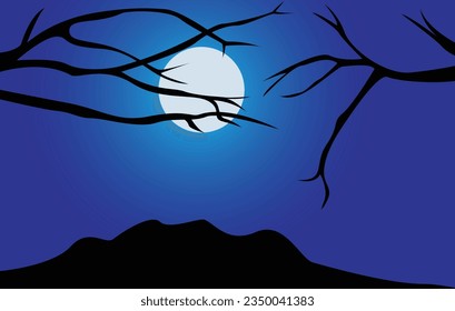sunny day night hill view illustration background.