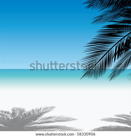 Similar – two straw beach umbrellas on an empty seashore on a clear day