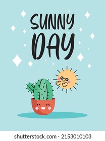 sunny day poster kawaii characters