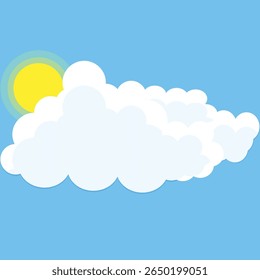 sunny day with sun and clouds vector design clean and unique latest illustration