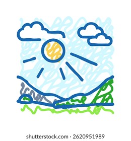 sunny day sun summer sunlight doodle icon sketch vector. sunny day sun summer sunlight sign. isolated symbol illustration