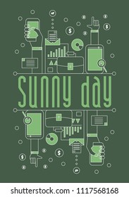 sunny day, vector beautiful greeting card or label with 
business theme.