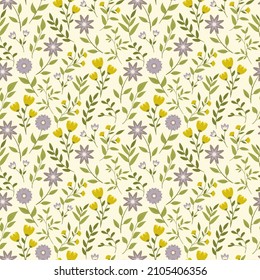 Sunny day, wild flowers. Seamless floral pattern