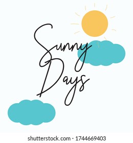 sunny days clouds summer flat illustration 
