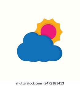 sunny daytime icon, isolated flat colored environment icon set