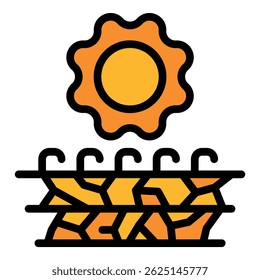Sunny desert icon. Outline sunny desert vector icon color flat isolated