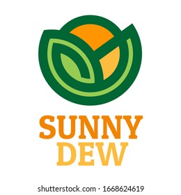 sunny dew leaf nectar nature circle logo concept design illustration