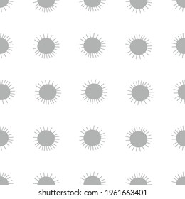 Sunny dots minimalistic abstract vector seamless pattern. Neutral grey sun polka dots decorative background. Solar shapes geometric bohemian vibes print design. 
