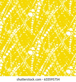 Sunny dotted abstract pattern. Sun shine joyful summer seamless pattern. Modern dynamic abstract repeatable motif in summer sunny color. Vector illustration for surface design, fabric, wrapping paper