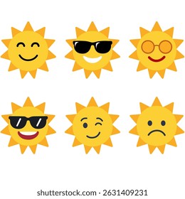 Sunny Emotion Icons Perfect for Summer Vibes and Fun Activities