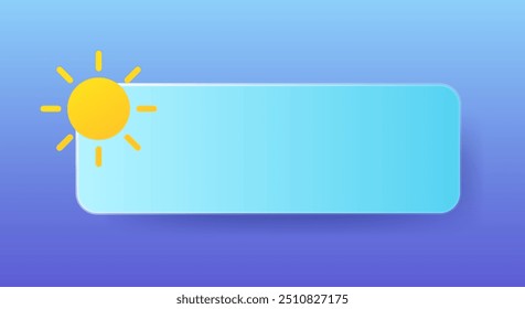 Ensolarado. Bloco vazio para colocar seu conteúdo, aplicativo de previsão do tempo ou site. Verão, quente, quente, ar, calor, seca, vento, temperatura, precipitação, condições, graus Celsius, Fahrenheit