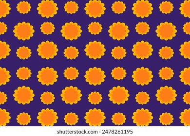 Sonniges Flora Muster Hellgelbe Blumen auf einem tiefen blauen Hintergrund machen dieses Blumenmuster zu einer fröhlichen Wahl sowohl für Mode als auch für Wohnkultur, Mode