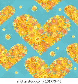 sunny floral hearts pattern for scrapbook and wrapping paper