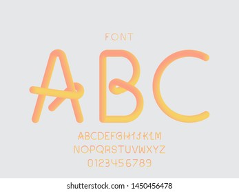 Sunny font. Vector alphabet letters and numbers. Typeface design. Typography Graphic