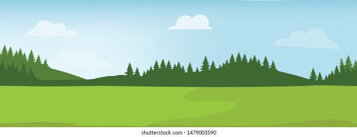 Sunny forest background. Vector illustration of woods in forest in sunlight background