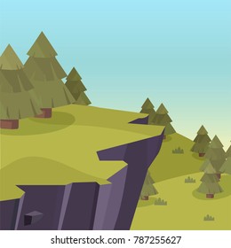 Sunny forest background. Vector illustration of woods in forest in sunlight background.