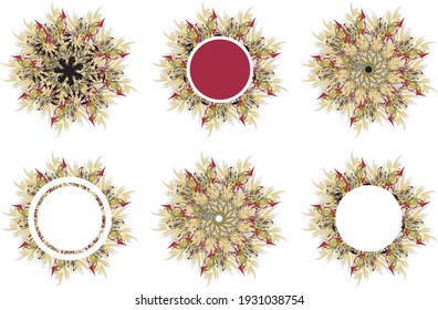 Sunny frames and flowers with arrows elements.Abstract sunflowers and frames with free space in the form of a circle for holidays and events, wedding, prints, posters, cards, wallpaper, textiles, etc.
