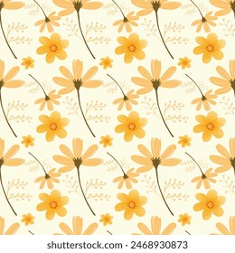 Sunny Fresh Meadow Nahtloses Vektorgrafik Muster Design
