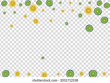 Sunny Fruit Background Transparent Vector. Diet Pattern. Greenish Lime Tiled. Decor Fruit Sunny Pattern.