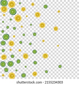 Sunny Fruit Background Transparent Vector. Diet Set. Yellow Citrus Fresh. Slice Fruit Bright Decoration.
