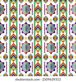 Sunny geo Navajo Geometric Ethnic pattern
Tecido tribal ameríndio, azulejo, tapete, vetor,
design de ilustração