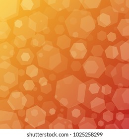 Sunny geometric abstract techno background with hexagons. Template wallpaper design. Simple gradient background. Vector bokeh