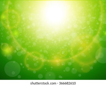 Fondo abstracto de fondo verde soleado, ilustración vectorial