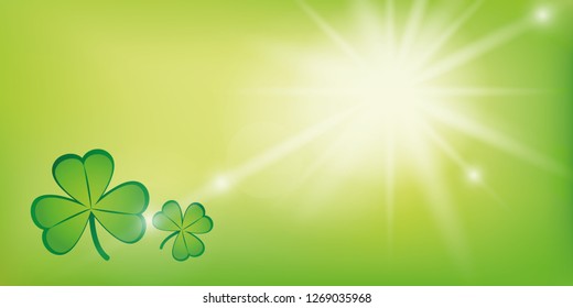 sunny green background with shamrock clover vector illustration EPS10