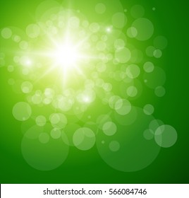Sunny Green Background, vector illustration.