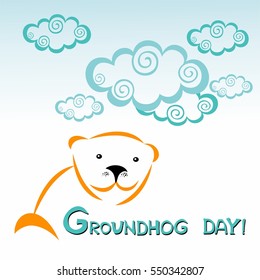 Sunny Groundhog day. 2 february. Vector illustration