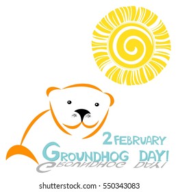 Sunny Groundhog day. 2 february. Vector illustration