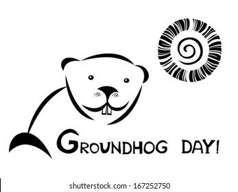 Sunny Groundhog day. Vector illustration 