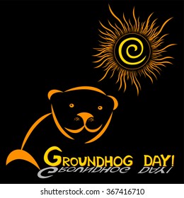 Sunny Groundhog day. Vector illustration